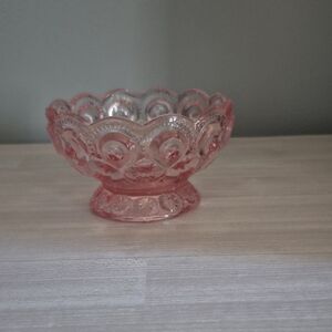 Vintage Pink Crystal Sunburst Glass Candy Bowl